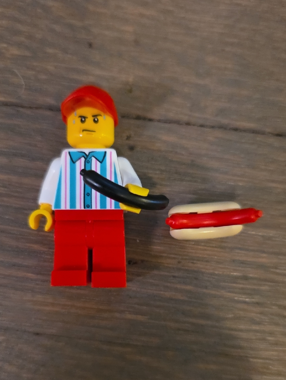 Lego- City Hot Dog Vendor Minifigure  and Hot Dog Accessories
